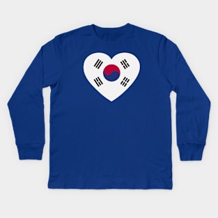 I Love South Korea // Heart-Shaped Korean Flag Kids Long Sleeve T-Shirt